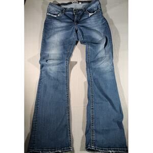 BKE Payton Bootcut Jeans Women’s 31XL Long Inseam Blue Denim Distressed Stretch